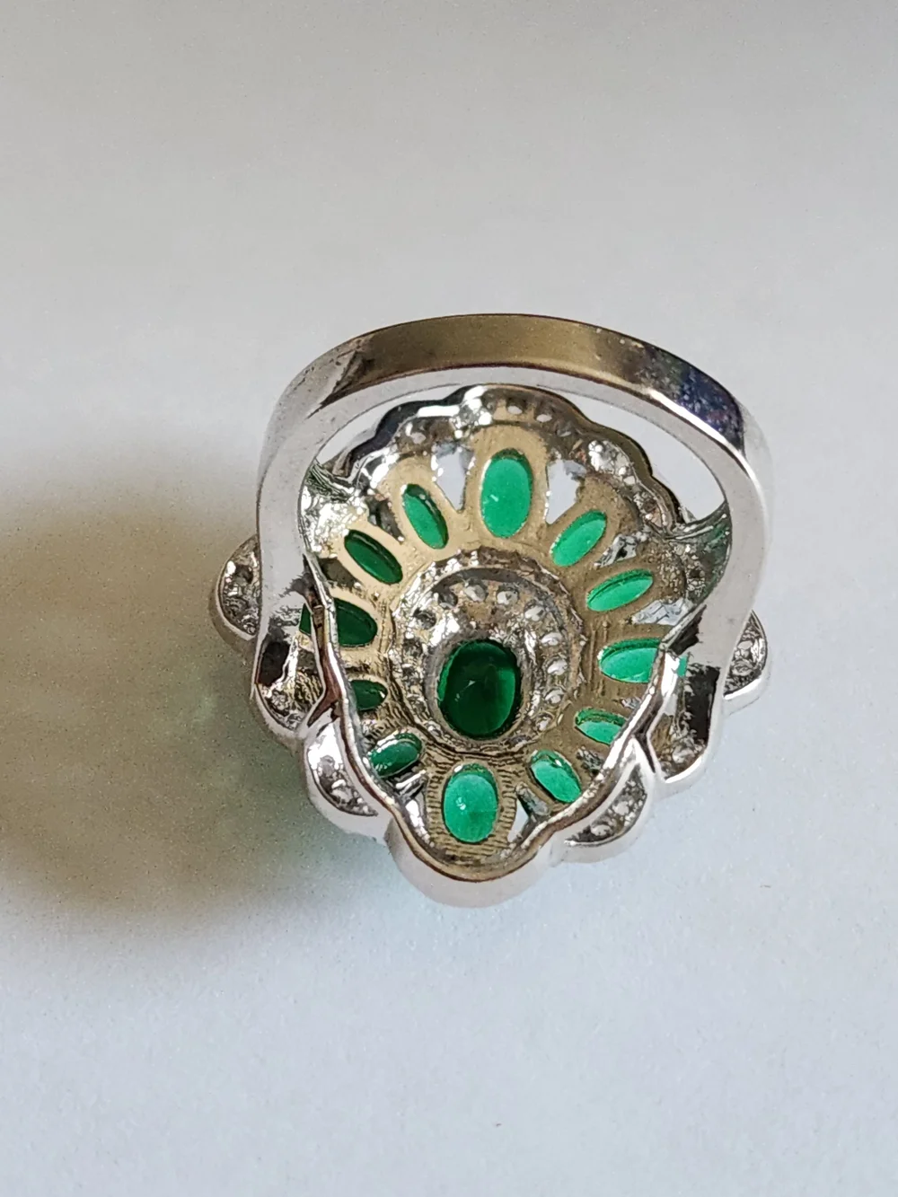 New 925 Silver Oval Cut Emerald Diamond Ring for Women
